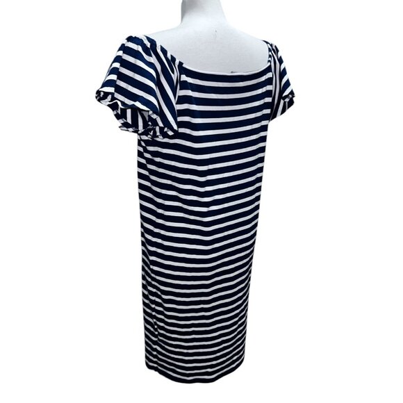 Ralph Lauren Womens Navy & White Striped Off-Shoulder Dress M - Picture 13 of 14